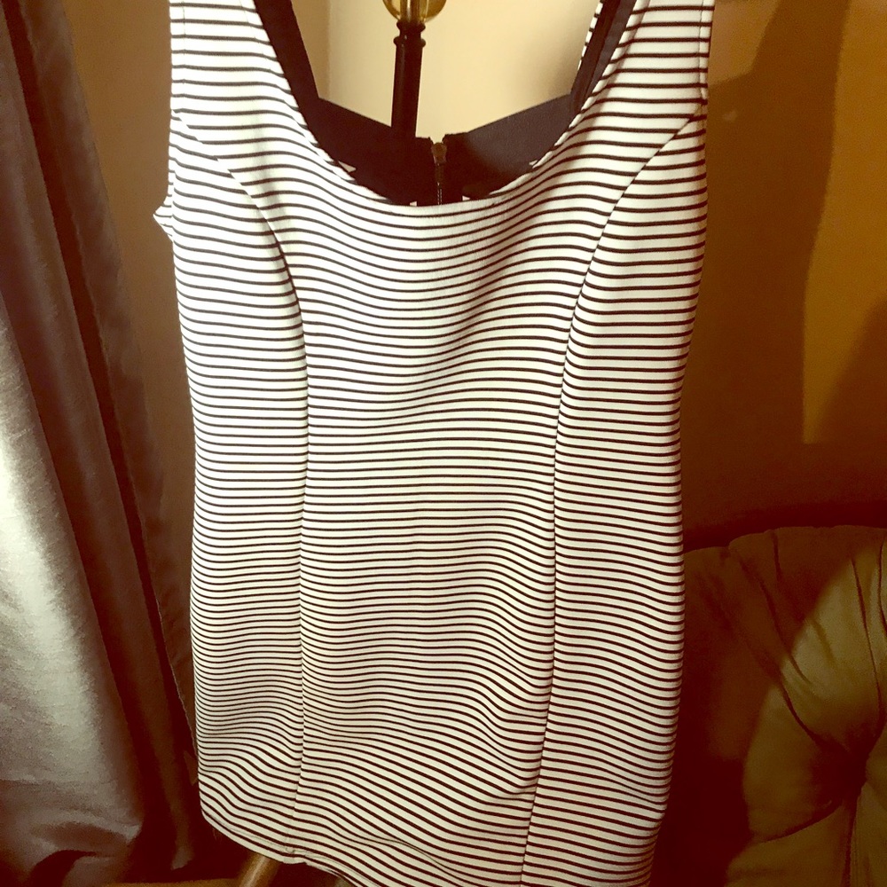 Black and white striped dress